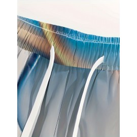 3D Pattern Print, Men's 2Pcs Outfits, Casual Crew Neck Long Sleeve Shirts T-shirt And Drawstring Sweatpants Joggers Set For Summer, Men's Clothing