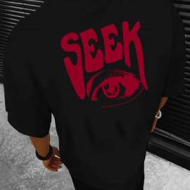 Eye Print, Men's Graphic Design Crew Neck Active T-shirt, Casual Comfy Tees Tshirts For Summer, Men's Clothing Tops For Daily Gym Workout Running