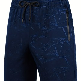 Men's Breathable Shorts With Pockets, Summer Rapid Dry Drawstring Sports Shorts For Running, Fitness, Training