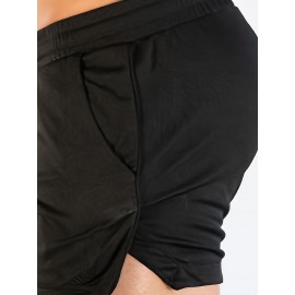 Quick Drying Comfy Shorts, Men's Casual Slightly Stretch Waist Drawstring Shorts For Summer Gym Workout Training