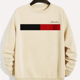Men's Casual Color Block Pullover Sweatshirt, Street Style Long Sleeve Sweatshirt For Autumn And Winter Best Sellers