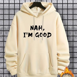 I'm Good Print Hoodie, Cool Hoodies For Men, Men's Casual Graphic Design Pullover Hooded Sweatshirt With Kangaroo Pocket Streetwear For Winter Fall, As Gifts