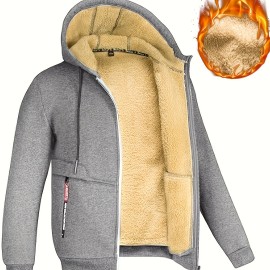 Lamb Velvet Autumn And Winter Sweater Men's Hooded New Trendy Handsome Solid Color Jacket Plus Velvet Thickened Clothes